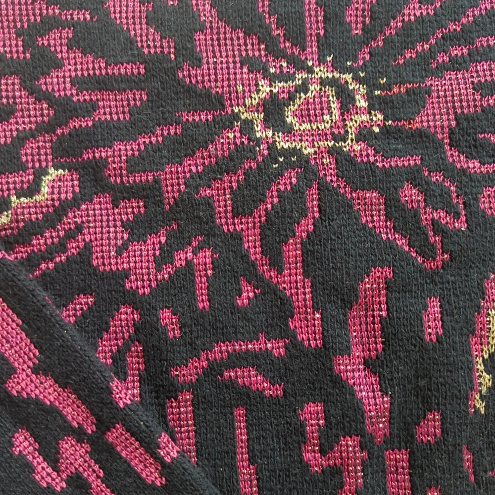 Rare! Vintage 80s Christian Dior Paisley Floral Intarsia Metallic Knit Sweater S - Picture 4 of 5